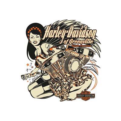 Harley Davidson of Greenville pinup custom Design Water Transfer Temporary Tattoo(fake Tattoo) Stickers NO.11263